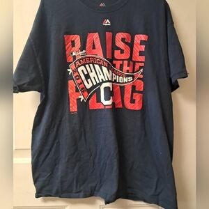 Majestic 2016 "Raise The Flag" A.L. Chsmps Cleveland Indians Mens XL T-Shirt.